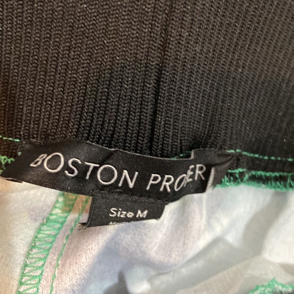 Boston Proper Midnight Palm Pants Snap Up Leg Slit Elastic Drawstring Waist - Picture 7 of 8
